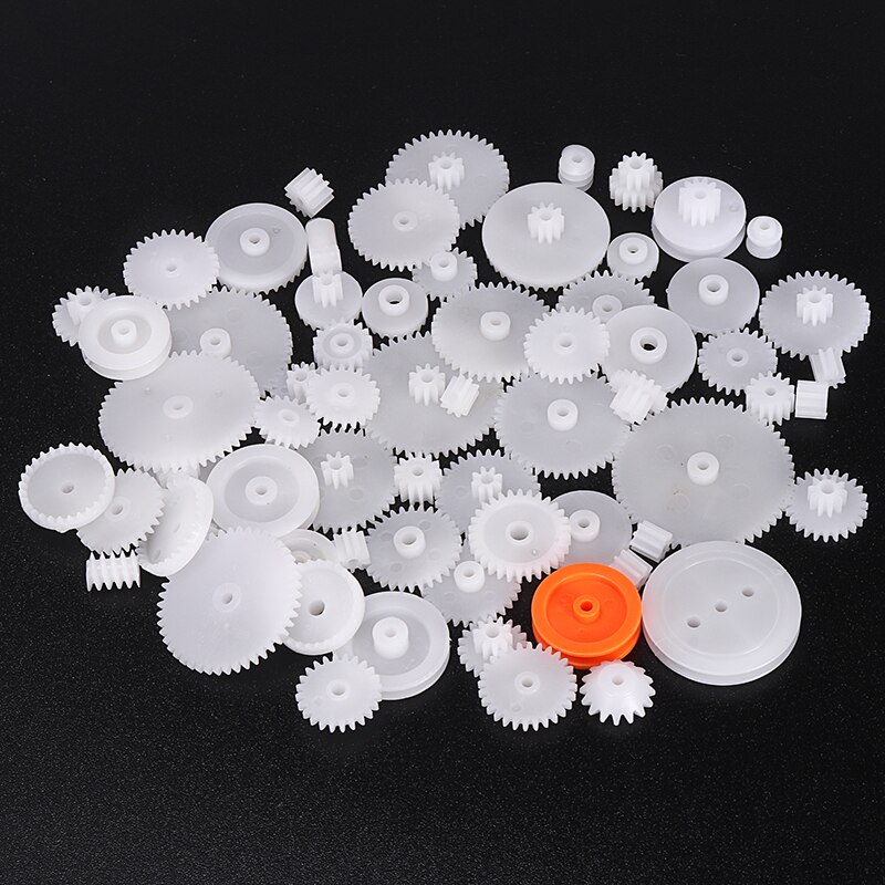 64 tipos de ruedas de tornillo sinfín de doble capa de eje de plástico M0.5 para Robot DIY necesario