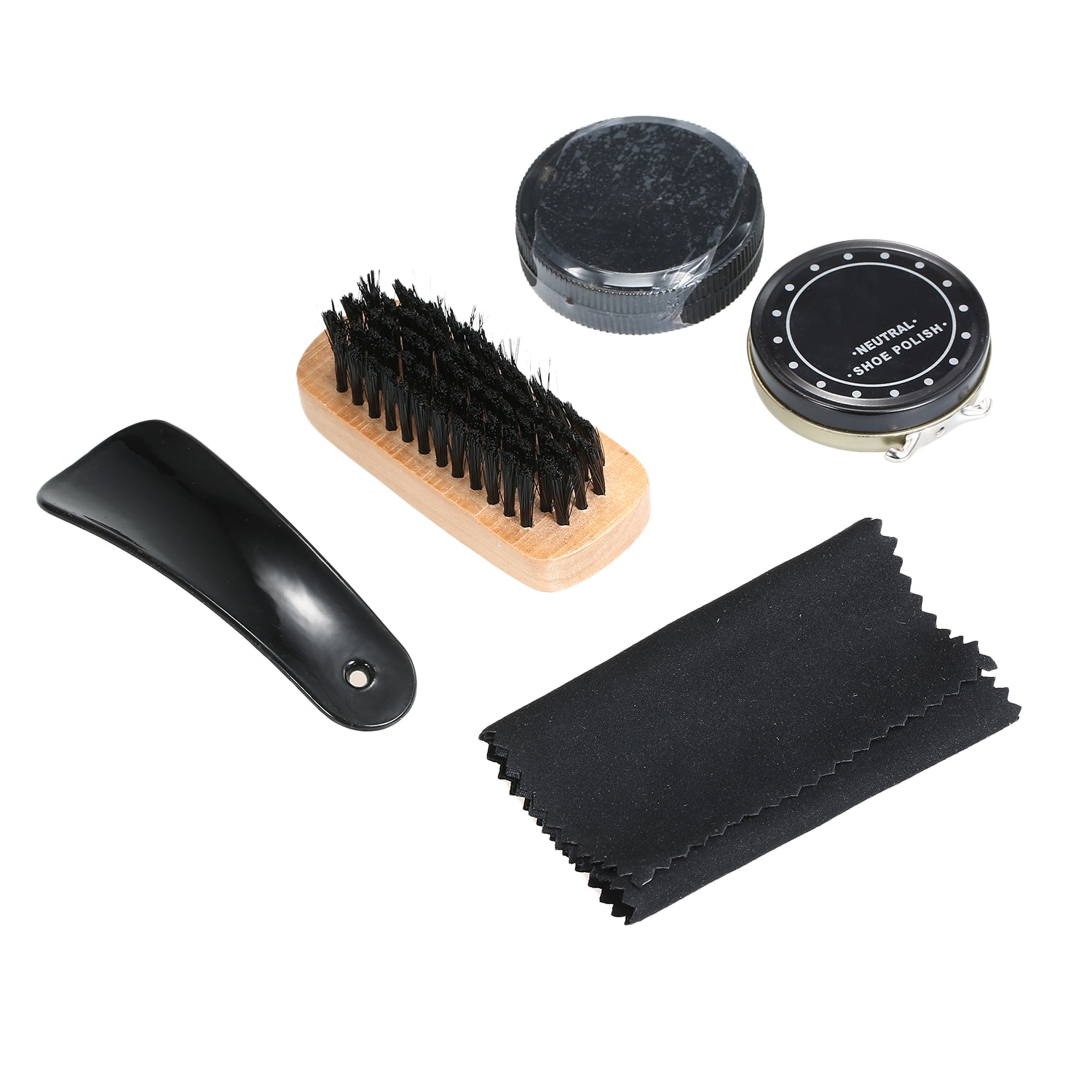 Shoe Polish Care Kit Leather Shoe Shine Set Shoe Brushes Compact Shoe Cleaning Kit with PU Leather Case 6PCS