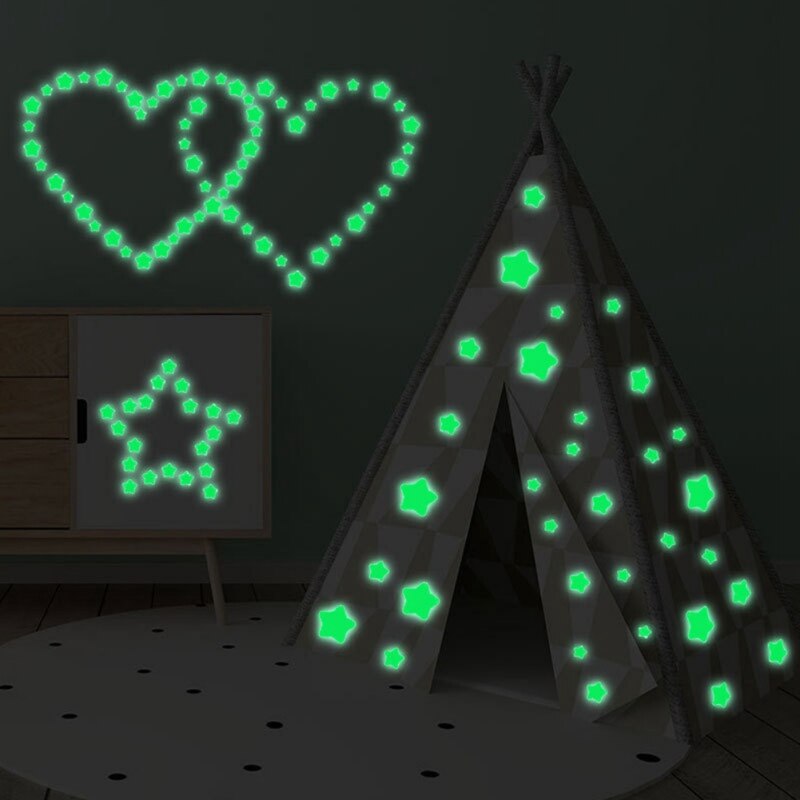 127Pcs/set Luminous Wall Stickers Glow In The Dark Stars Shape Sticker Decals Green Fluorescent Stickers For Kids Baby Rooms #s
