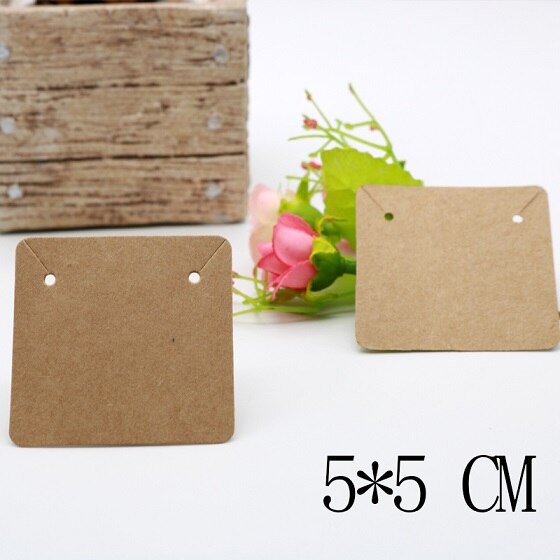 Multi Size 100pcs Kraft Handmade Earring Card with Colorful Pattern Printed Paper Packaging Earring Cards Jewelry Displays Cards: 5x5cm kraft