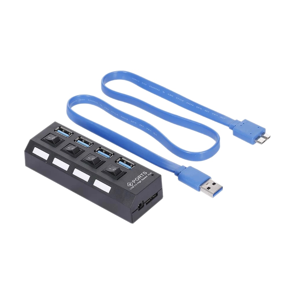 4-Port USB 3.0 Hub USB Splitter 4 Ports Expander with Switch for Pc