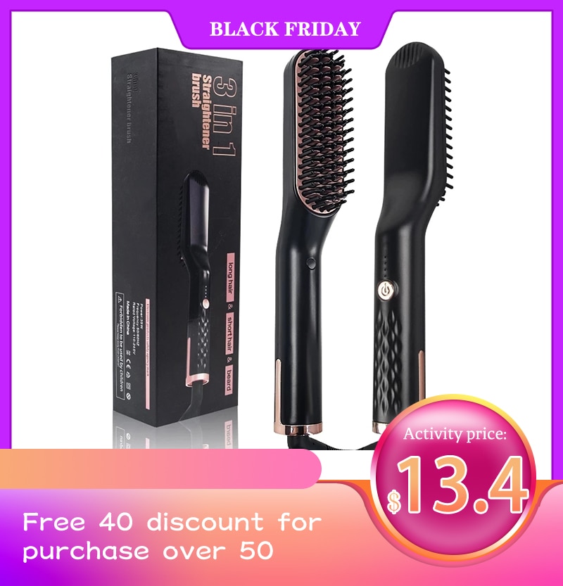 Men Beard Straightener Ceramic Hair Straighteners Multifunctional Hair Brush Curling Iron Straightening Comb Quick Hair Styler