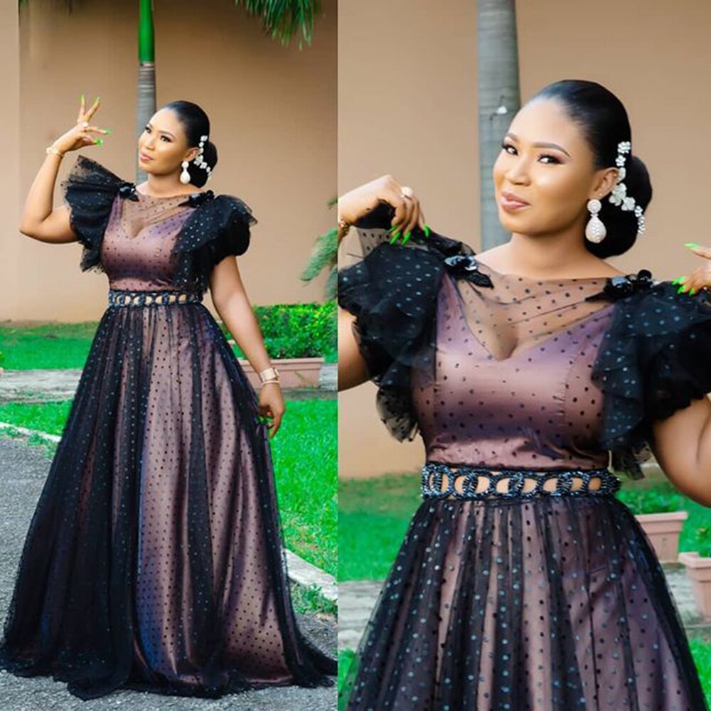 African Dresses Women Party Female Clothing Turkish Evening Dress Dot Print Net Yarn Summer Bazin Riche