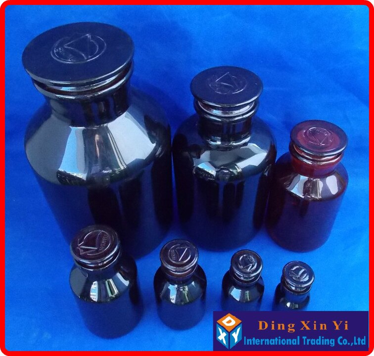 (4 pieces/lot) 250ml Wide mouth reagent bottle,250ml Amber Laboratory Bottle with ground-in glass stopper