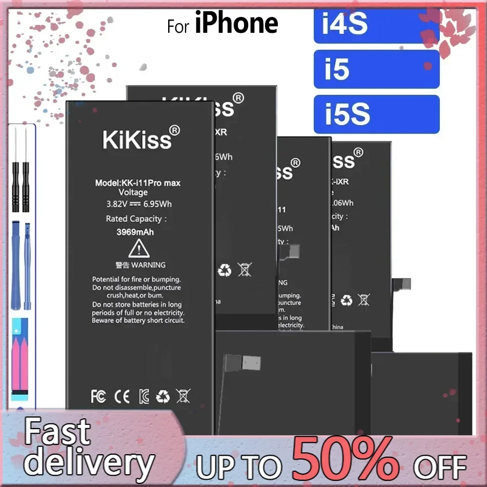 Akku für iPhone 5, 5S, 5G, 4S, 4G, wiederaufladbares Telefon, Akkus mit hoher Kapazität