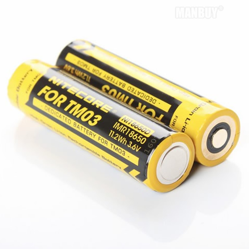 TOPSALE NITECORE IMR18650 11.2Wh 3.6V High Drain Li-ion Rechargeable Battery NI18650D for TM03 TinyMonster Flashlight Button Top