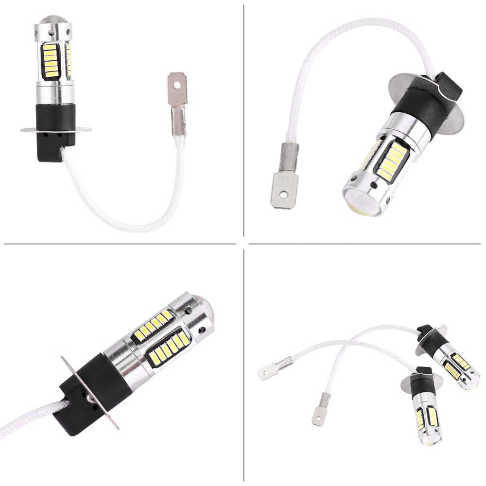 1 par  h3 lyspære 4014 hvite led bil tåkelys pære lampe  dc 12v 25w bil tåke  h3 led lampe