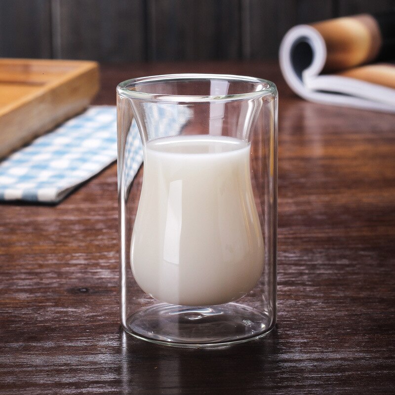 Mug à café Double paroi Transparent résistant à la chaleur, tasse à café, Cappuccino, lait, jus de thé, tasses de café, verre de vin, petit déjeuner