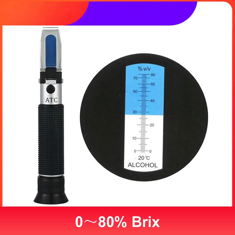Brix-refractómetro óptico para alimentos refractómetro manual de 58 ~ 92%, medidor de azúcar para bebidas y alimentos, prueba de contenido ATC 0 ~ 80% 0 ~ 90%: Black