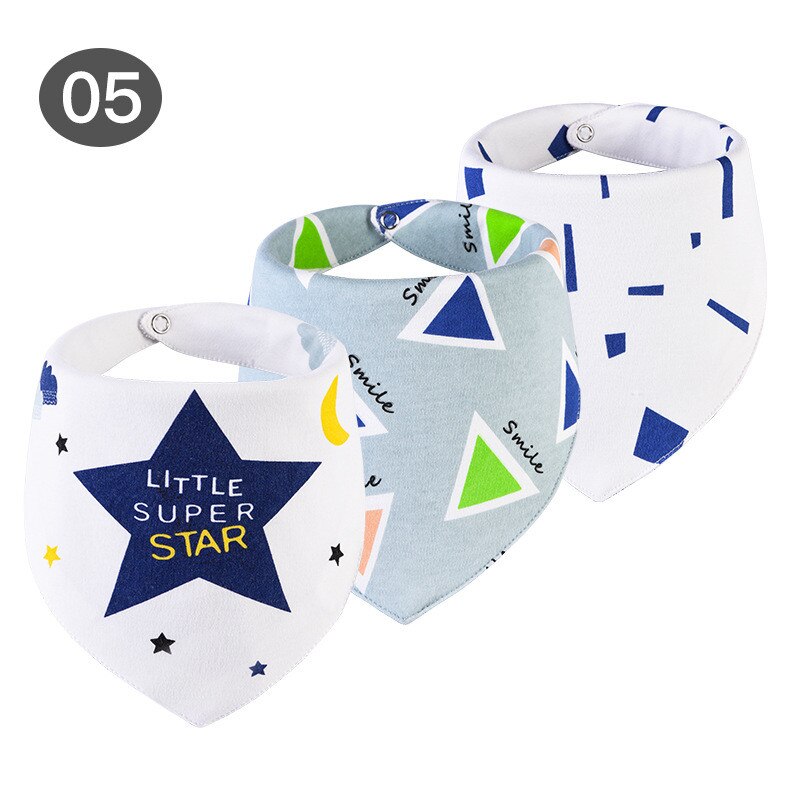 Slabbers Waterdicht voor 0-2 Jaar Oud 3 stuks/set Katoen Bandana Accessoires 3 lagen Cartoon Print Baby Driehoek handdoek: 5