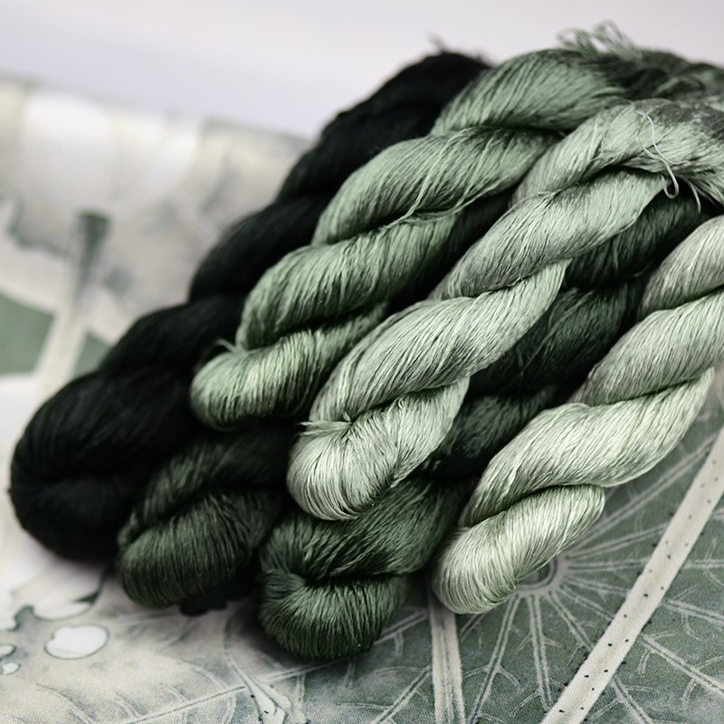 Jedwabne nici robić haftowania/100% nici jedwabne/rękojeść ręczny haftować ściegiem krzyżykowym/kolor zielonego mchu/6 czyste kolory