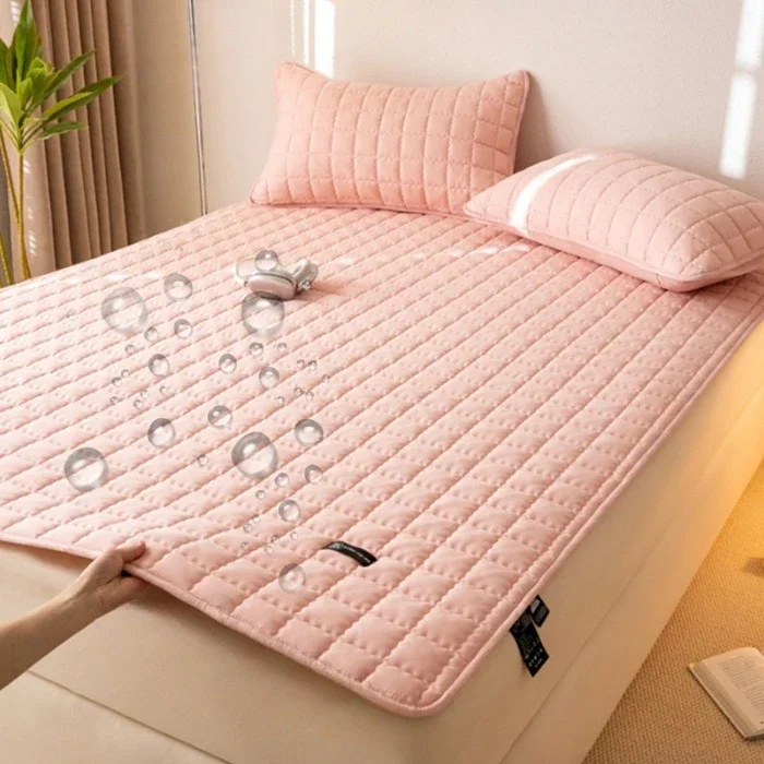 Vanntett madrassbeskytter sengetøy vattert overmadrass med elastisk bånd mykt beskyttende sengeteppe bettlaken 200 x 220: 180*65cm / Burgunder