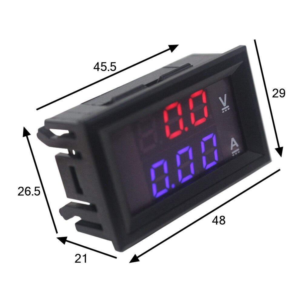 Ledet  dc 0-100v / 10a digitalt dc voltmeter amperemeter bil amp volt meter gauge motorcykel