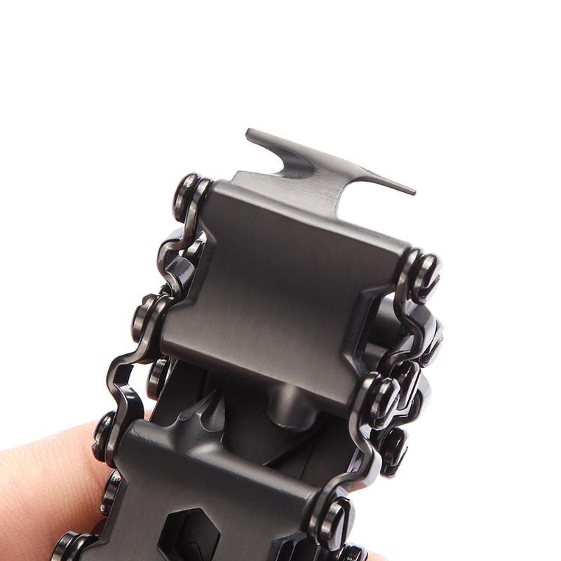 29 en 1 Bracelet multifonction Bracelet de bande de roulement en acier inoxydable boulon pilote trousse à outils amical portable vélo Pesca Multitool outil