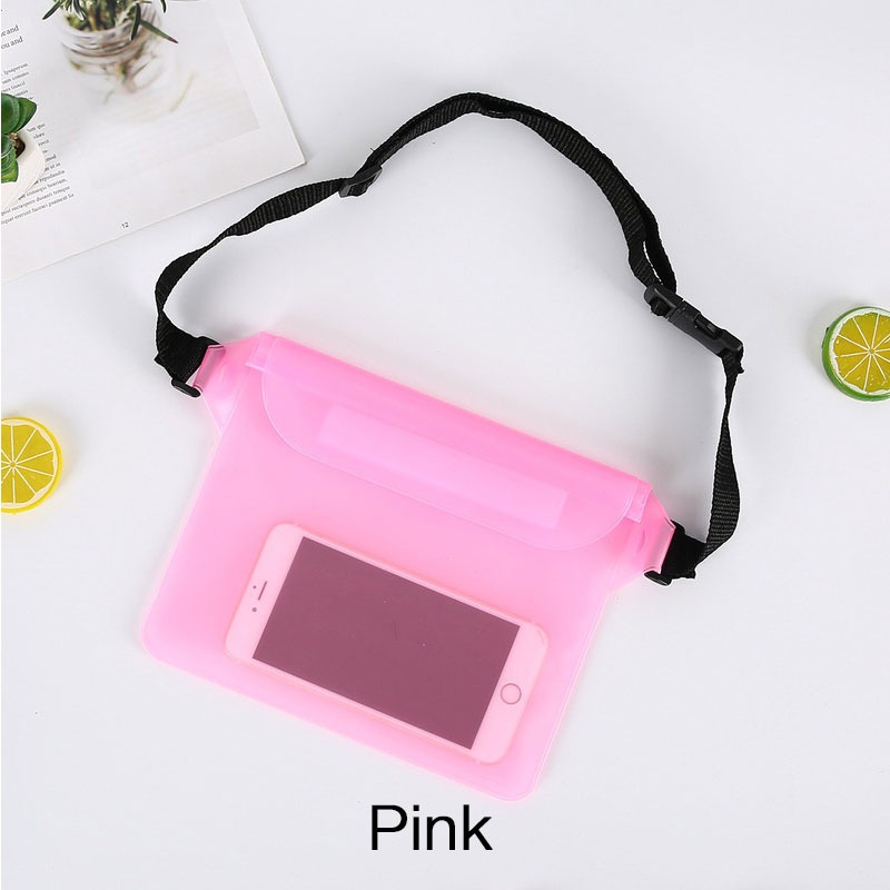 Waterproof Swimming Bag Ski Drift Diving Shoulder Waist Pack Bag Underwater Cell Phone Bags Case Cover for Beach Boat Sports: pink