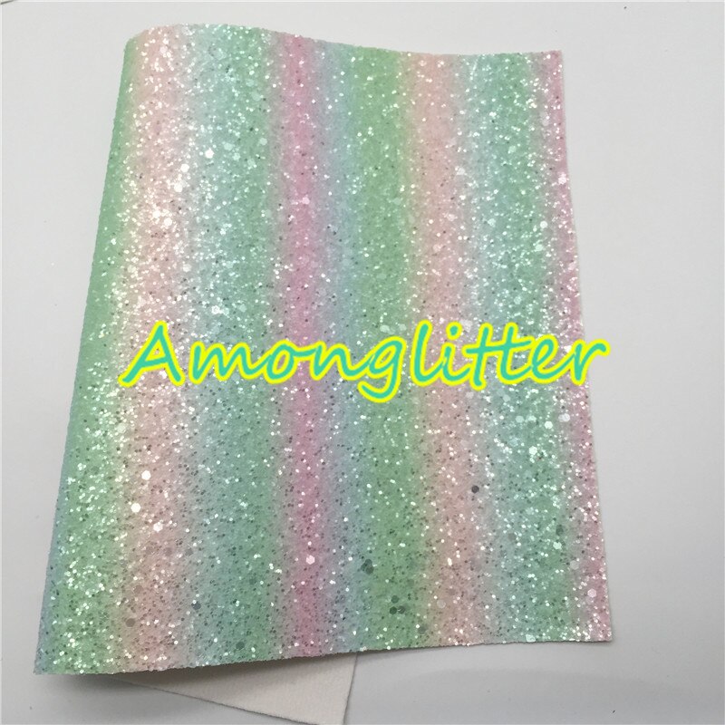 Amonglitter Rainbow hojas de tela de cuero grueso de brillo, tejido brillante para bolsas y zapatos de lazos de bricolaje 21x29cm tamaño A4 MB013A: 4