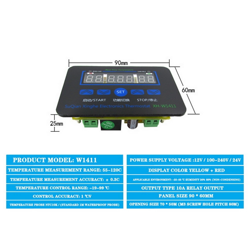 Thermostat LED Digital Temperature Controller Smart Temperature Regulator High-precision Thermostat Control Switch XH-W1411