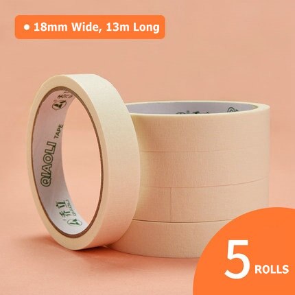 5 Rolls Tekening Afplakband Voor Schilderen Multifunctionele 12Mm/18Mm/24Mm/36Mm Breed washi Tape 13M Jumbobroodje Kunstenaar Tape: 18mm Wide
