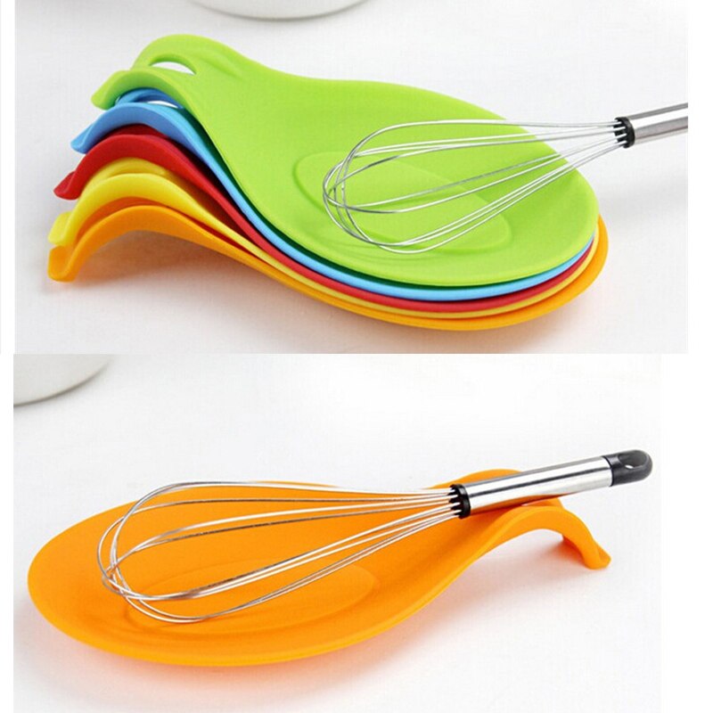1pcs Kitchen Silicone Spoon Rest Kitchen Heat Resistant Silicone Spoon Rest Utensil Spatula Holder Kitchen Tool
