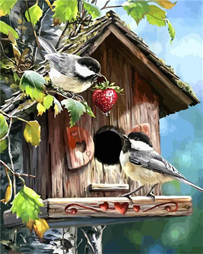 AZQSD Unframe peinture pour travaux manuels par numéros sur toile fleur Dewcor pour la maison peinture à l'huile par numéros ensemble oiseaux peint à la main: SZGD1926