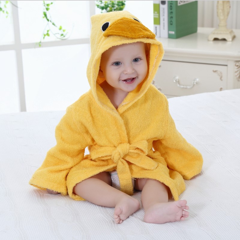 Newborn Photography Props Cute Animal Modeling Baby Bath Towel Baby Bathrobe Pure Cotton Baby Nightgown Bathrobes Clothes: duck