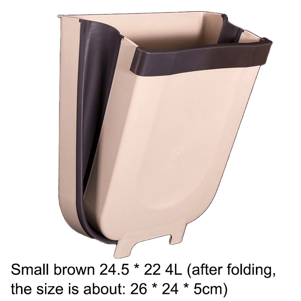 Kitchen Cabinet Garbage Door Hanging Can Wall Mounted Trash Bin Car Room Toilet Waste Storage Folding Trash Can: Coffee S 