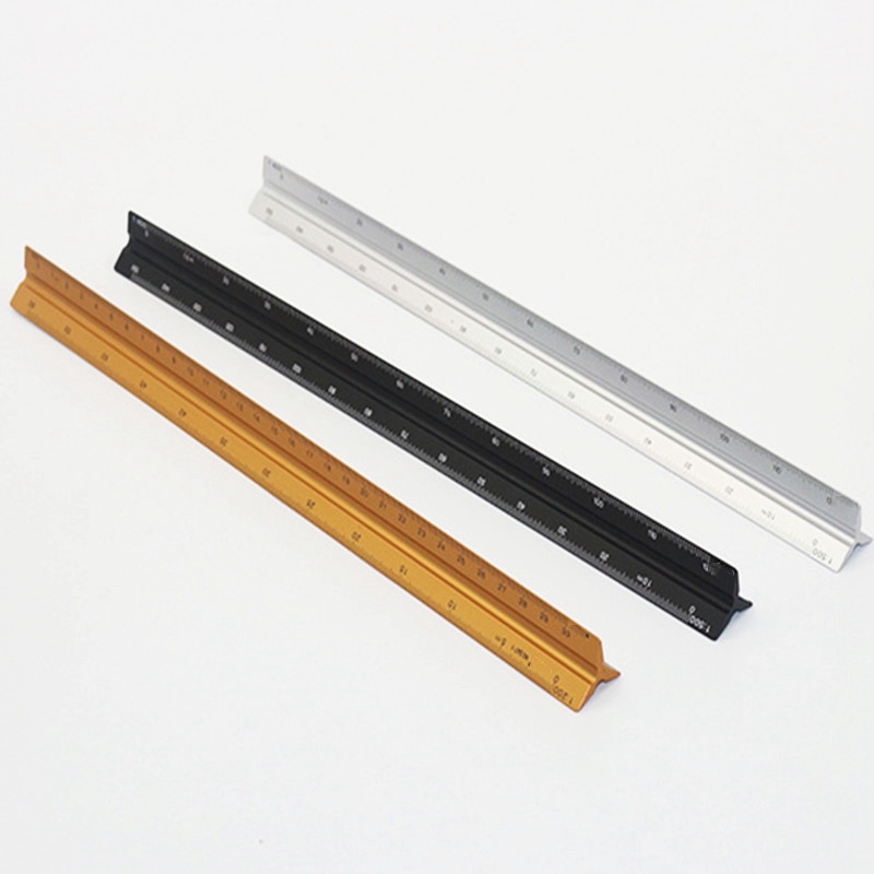 Colorful 30Cm Aluminum Triangular Scale Ruler Small Proportion Aluminum Scale Ruler