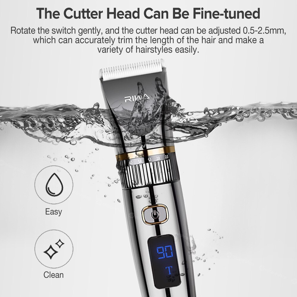 RIWA Electric Hair Clipper Machine Hair Trimmer For Men Washable Hair Cutter Clipper LED Screen USB Rechargeable