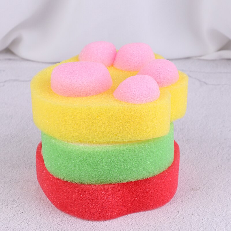 Esponja de baño con forma de fruta bonita de 3 uds para limpieza corporal, esponjas para el cuerpo del bebé, esponja para la ducha de los niños