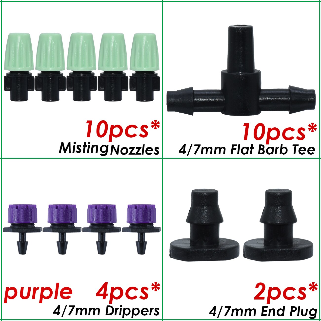 KESLA Garden Drip Irrigation Kit Micro Mist Spray Cooling System 4/7mm Hose Automatic Watering Sprinkler Dripper Tee Connector: Dark Khaki