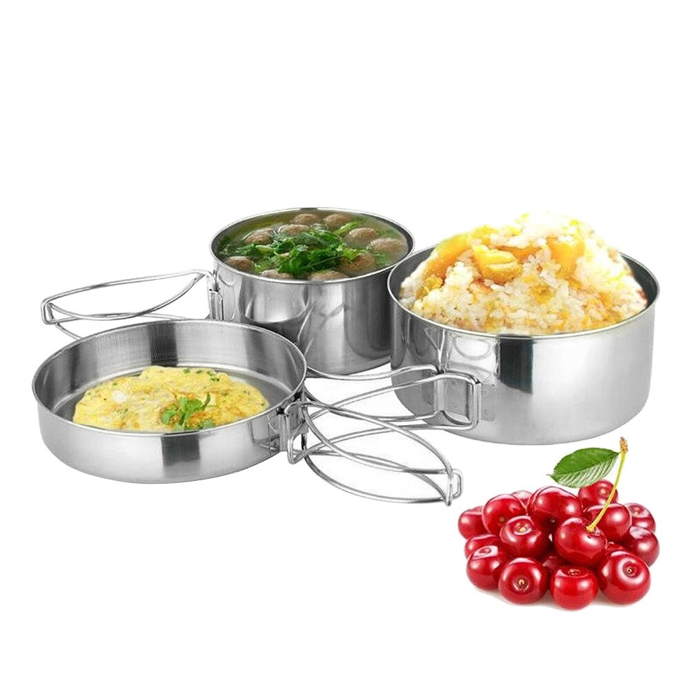 8Pcs Rvs Outdoor Picknick Pot Pan Kit Camping Wandelen Mini Kookgerei Bowl Cup Cover Koken Set Camping Apparatuur