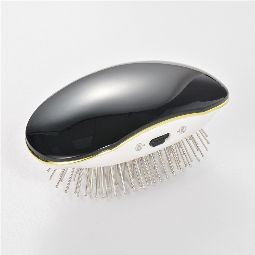 Peine masajeador para el cabello con vibración de iones negativos para niños y niñas, peine masajeador para el cabello cómodo y antiestático para viajes y niños, peines: black