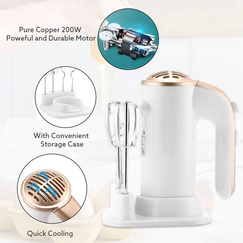 SOKANY-batidora de Mano Eléctrica de 5 velocidades para hornear, Con Pedestal de almacenamiento, para cocina, hornear, pastel, huevo, crema, enchufe europeo