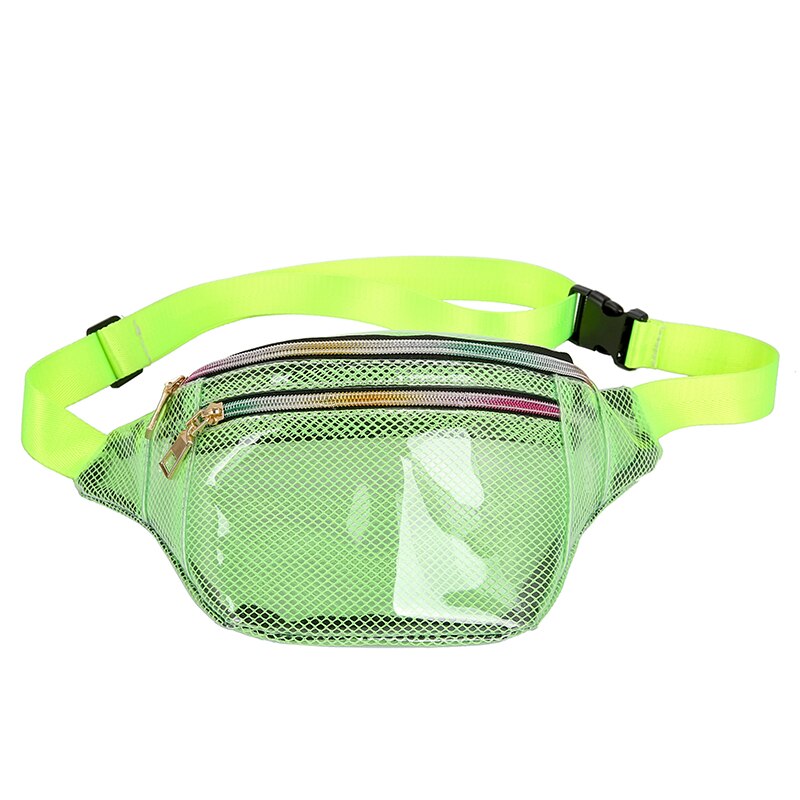 Kvinnor reser midja fanny pack transparent bälte väska påse klar rutnät pvc bälte plånbok höft bum väska bröstpåse  /bl1: Grön