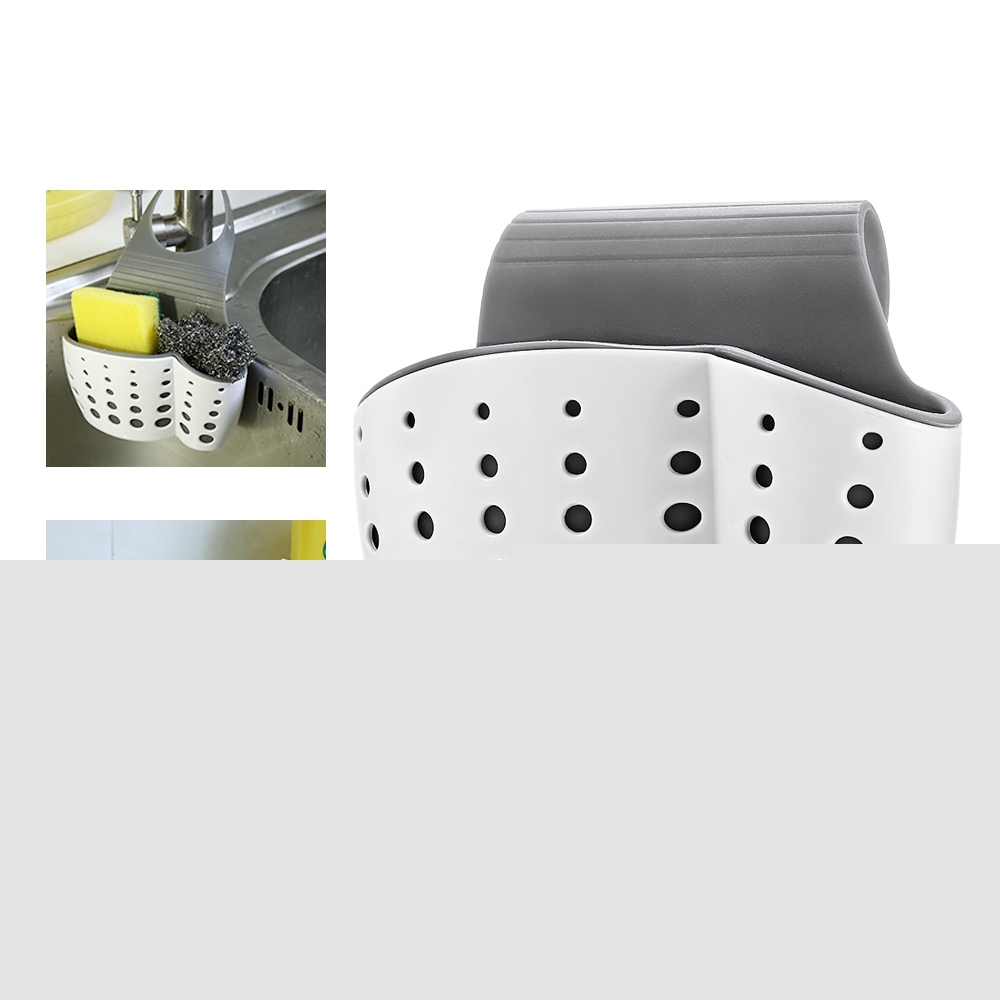 Adjustable Double Layer Sponge Rack Sink Shelf Snap Button Holder