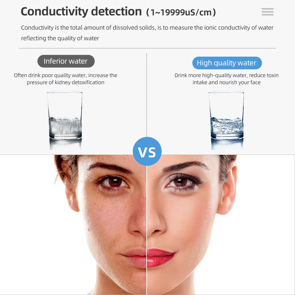 4 in 1 TDS EC PH Temperature Meter Tester TDS PH Water Monitor Testing for Pools Drinking Water Aquariums