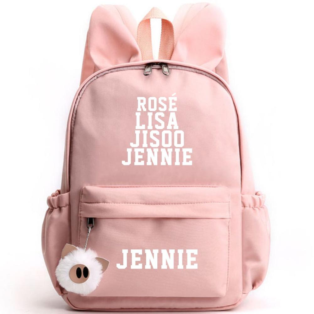 BLACKPINKs Schoolbag Backpack with Rabbit Ear BLINK Shoulder Bag JISOO JENNIE LISA ROSÉ Backpack HOW YOU LIKE THAT Travel Bag: 07