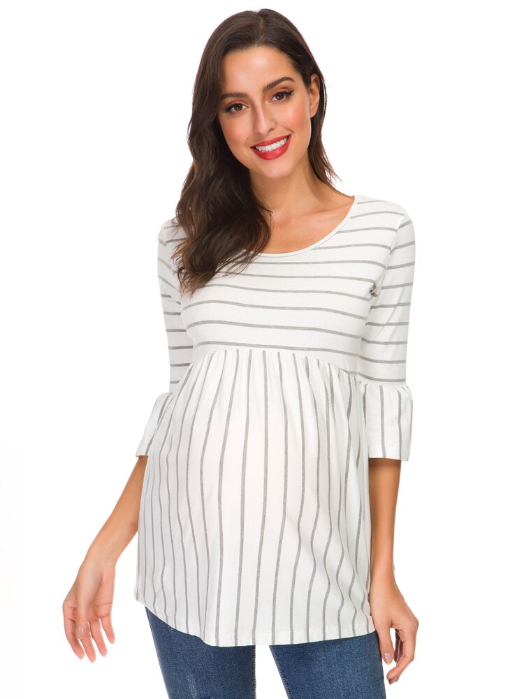 Summer casual Tunic Tops Women Tee Shirt Maternity Clothes Ruffles Plus Size Tees T-shirt Pregnancy Loose Womens Clothing