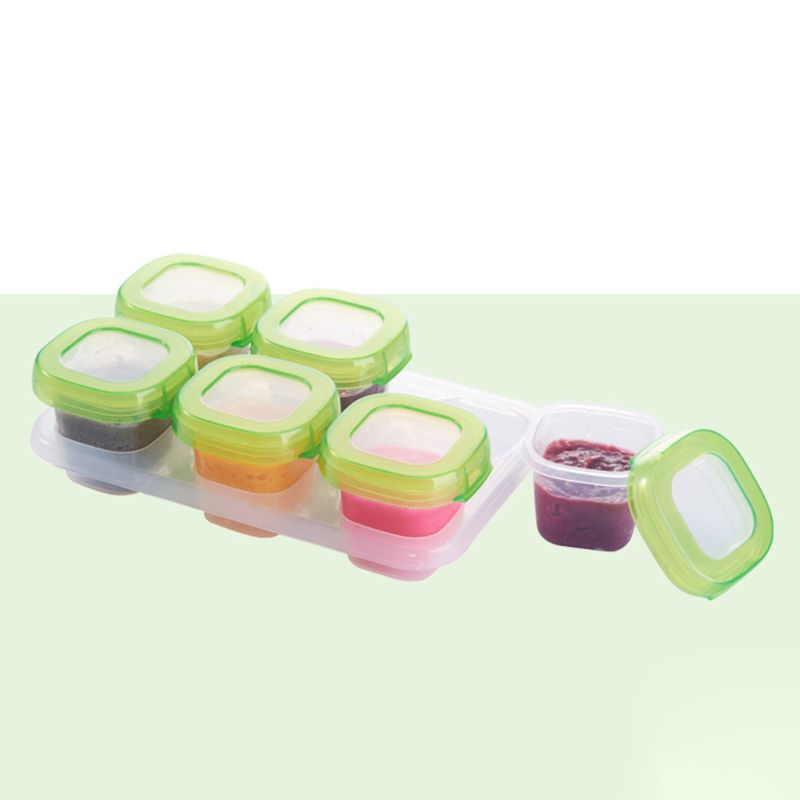 6 Stuks Baby Plastic Voedsel Containers Vriezer Opbergdoos Mini Spenen Bevriezing Case