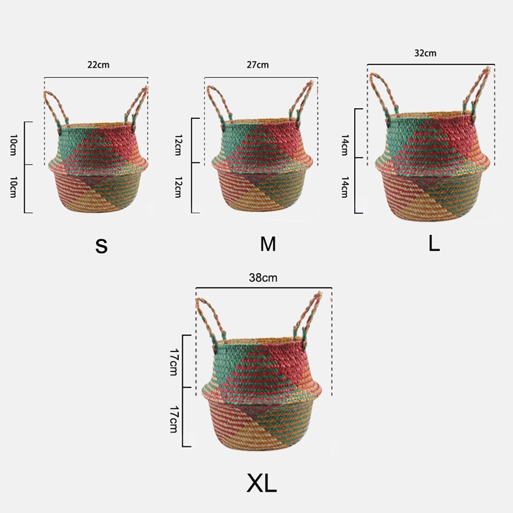 Składana słomka koszyk wiklinowy uchwyt kwiat ogrodowy doniczka worek na pranie