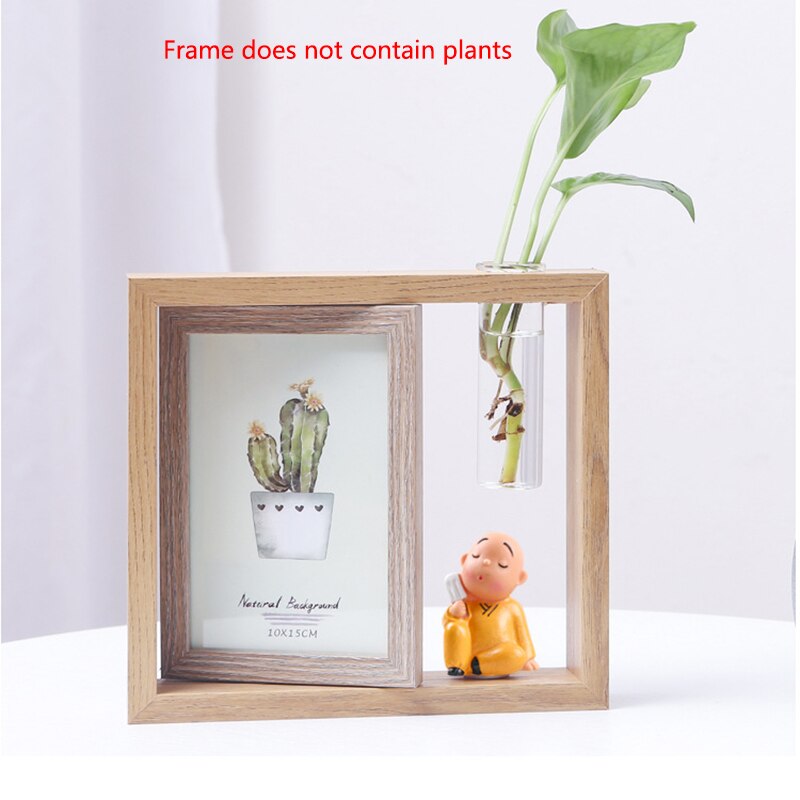 Marco de foto de madera giratorio de doble cara con patrón de dibujos animados 3D, decoración creativa de estilo nórdico,: 3