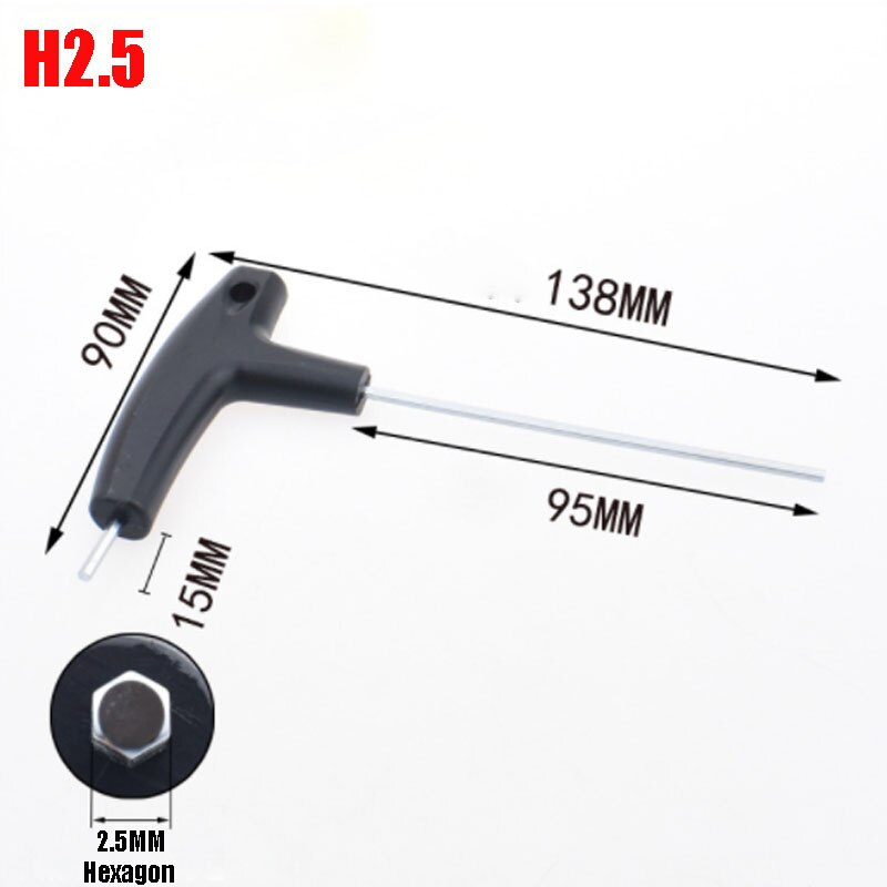 1PCS Allen Key Hex Wrench T Handle Flat Ball Spanner Double-End Hex Screwdriver Set For Auto Bike Motorycle ReapairT-wrench: H2.5