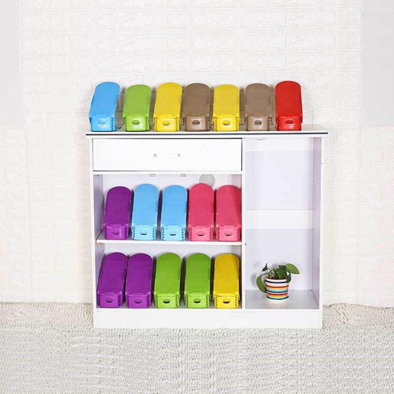 Double Layer Adjustable Shoe Hanger Space Saving Shoe Storage Shelf Plastic Home Sort Tidy Bracket Bedroom Shoe Storage Rack
