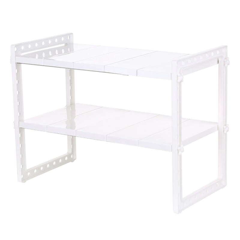 Multi-Functional Under Sink 2-Tier Expandable Shelf Storage Organizer Adjustable Stainless Steel Kitchen Sink Rack: Default Title