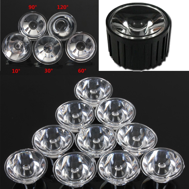 10 stks/set 20mm 10/30/60/90/120 Graden Optical Glass LED Lens Reflector Collimator voor 1W 3W 5W LED Light Bulb Lamp E27 MR16 GU10
