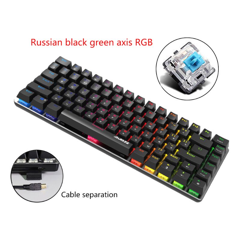 1 Pc Ajazz AK33 82 Toetsen Mechanische Toetsenbord Russisch/Engels Layout Gaming Toetsenbord Rgb Backlight Schakelaar Bedraad Toetsenbord