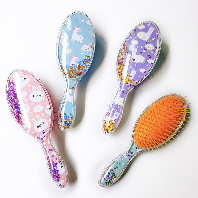 1pc Karikatur Niedlichen Ebene Anti-statische Haar Pinsel Massage Kamm Dusche Nass Detangle Haar Pinsel Salon Haar Styling werkzeuge Art Mädchen