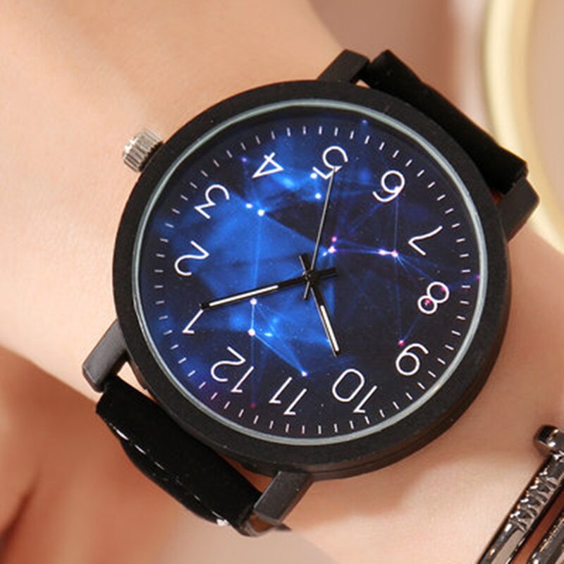 Armbandsur damklocka dam quartz armbandsur för kvinna stor urtavla kvinnlig timmar hodinky montre femme par: Blå