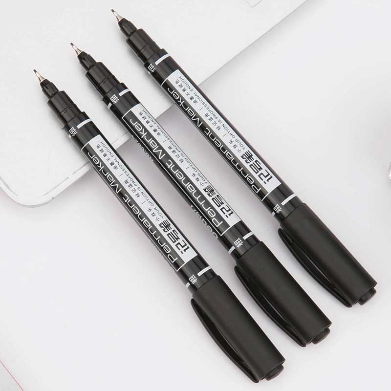Marcadores permanentes de doble punta, punta fina, tinta negra, azul y roja, marcador de tinta de aceite de 0,5mm-1mm, bolígrafos para la escuela, suministros de oficina, papelería
