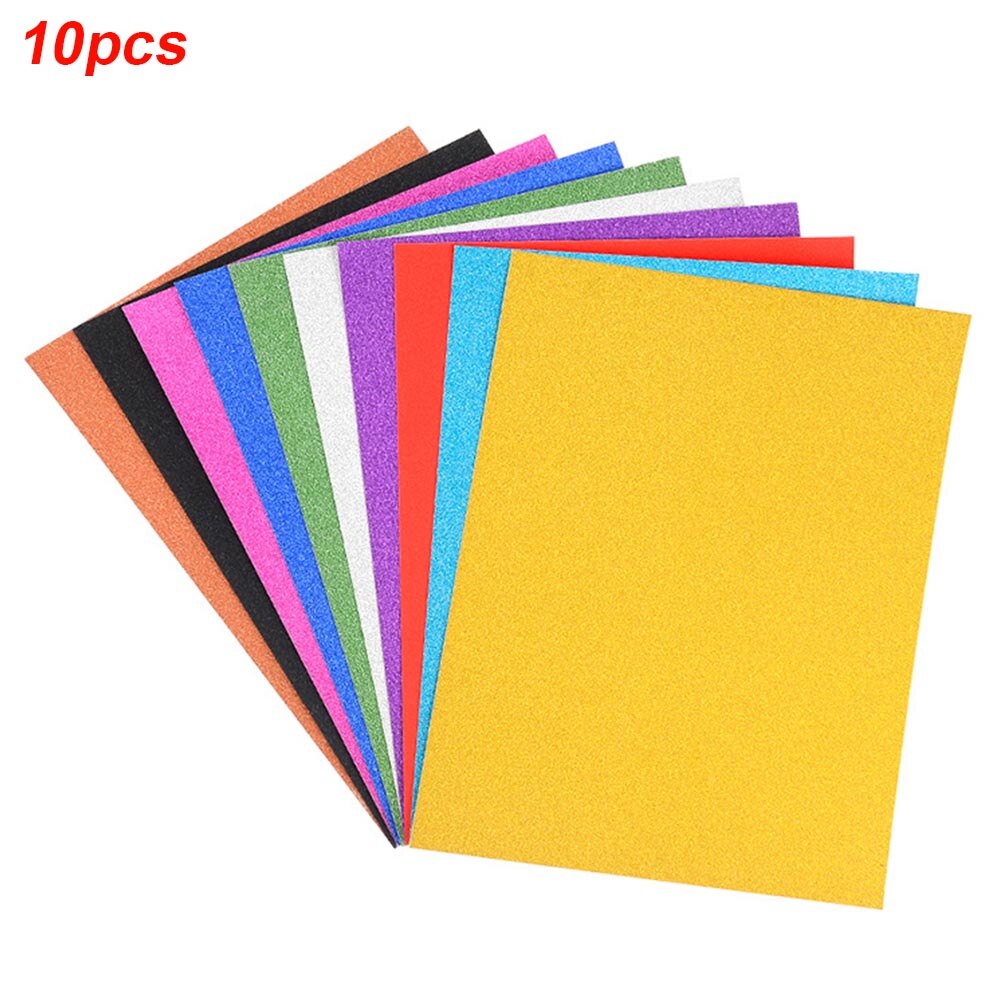 10pcs/set A4 Manual Bright Thick Kids DIY Embossed Paper Self Adhesive Decorating Glitter Sheets Crafts Powder Kindergarten: Colorful